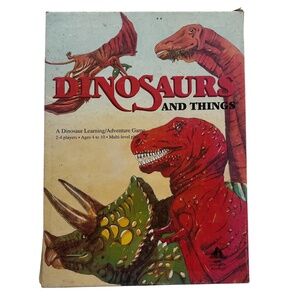 Vintage Aristoplay DINOSAURS AND THINGS Board Game Educational Easy Complete